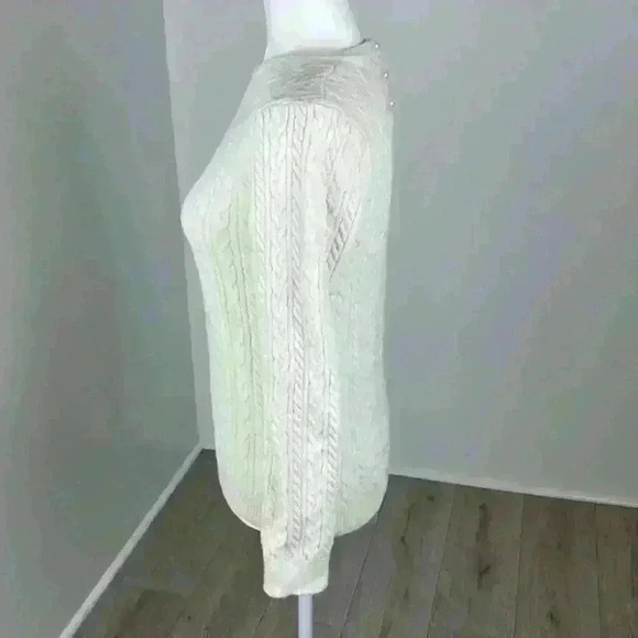 Listicle Cable Knit Crew Neck Sweater - Cream - Picture 3 of 7